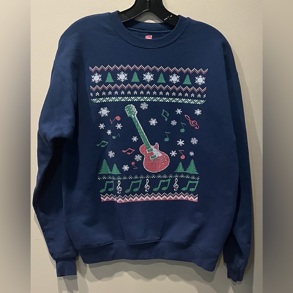Ugly Christmas Sweater Navy Crewneck Sweatshirt - Size Medium